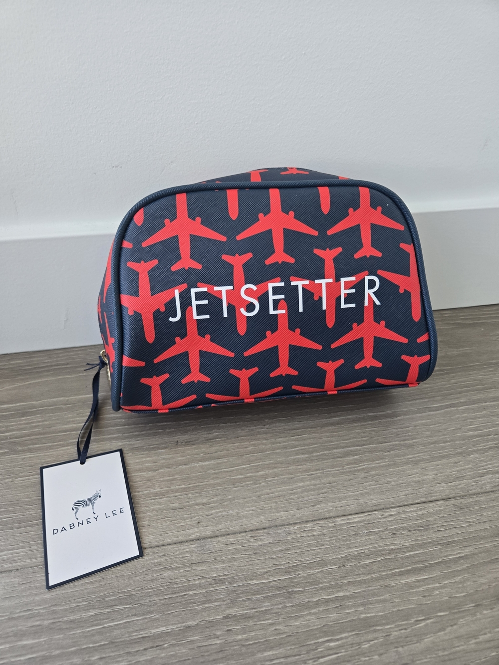 NWT Dabney Lee Jetsetter Navy and Red Make Up Travel Bag